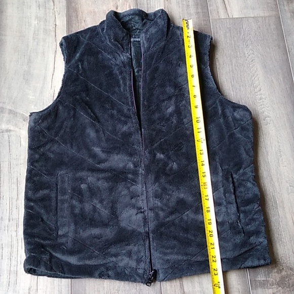 Columbia Black Corduroy Plush Fleece Reversible Vest Size Medium - Picture 4 of 12
